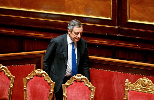 Le Premier ministre italien Mario Draghi, au Sénat à Rome le 20 juillet 2022. Photo par Andreas SOLARO / AFP via Getty Images.