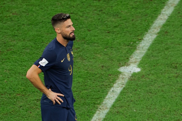 L'attaquant français Olivier Giroud, lors du match de la finale de la Coupe du monde de football Qatar 2022, le 18 décembre 2022.  (ODD ANDERSEN/AFP via Getty Images)