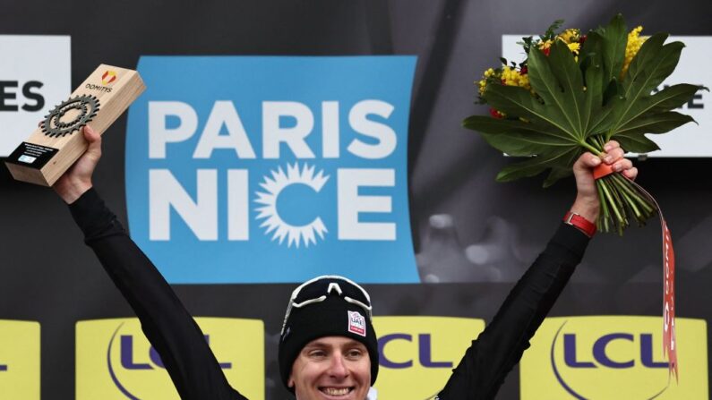 Tadej Pogacar remporte la 4e étape du Paris-Nice et s’empare du maillot jaune. (Photo by ANNE-CHRISTINE POUJOULAT/AFP via Getty Images)