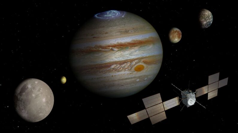 Jupiter possède plus de 80 lunes - les plus grosses, découvertes par Galilée, vont faire l'objet d'études approfondies grâce aux instruments scientifiques de JUICE, mission de l'ESA.
ESA, NASA, JPL, ATG, DLR, University of Arizona, University of Leicester, CC BY