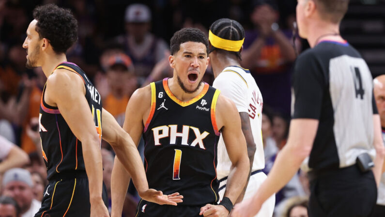 Devin Booker, l'arrière de Phoenix Suns, fini avec 36 points (12 passes) et une folle adresse. (Photo by Christian Petersen/Getty Images)