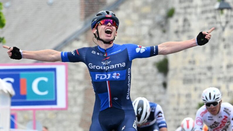 Romain Grégoire (Groupama-FDJ), grand espoir du cyclisme tricolore, a ouvert son palmarès professionnel en remportant mercredi la 2e étape des Quatre jours de Dunkerque. (Photo by FRANCOIS LO PRESTI/AFP via Getty Images)