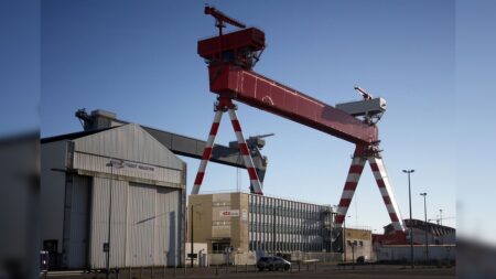 Une grue se décroche au Très Grand Portique à Saint-Nazaire pendant des travaux de maintenance