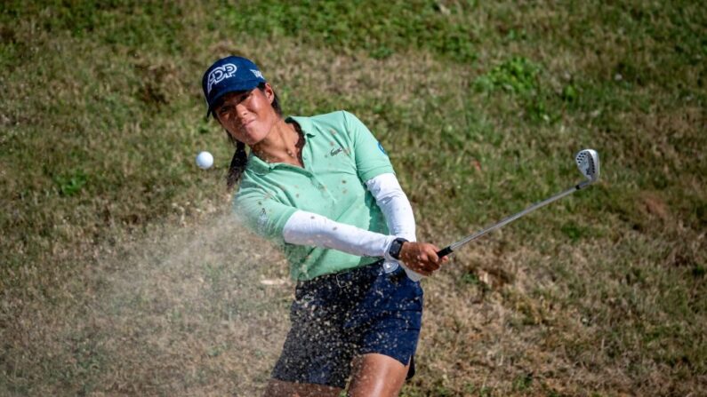 Céline Boutier à l'Evian Championship, un tournoi de golf féminin majeur de la LPGA à Evian-les-Bains, dans les Alpes françaises, le 28 juillet 2023. (Photo : FABRICE COFFRINI/AFP via Getty Images)