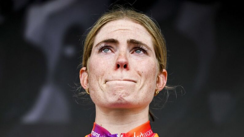 Demi Vollering, remportait la course élite féminine de l'épreuve cycliste d'un jour Liège-Bastogne-Liège, le 23 avril 2023. (Photo : TOM GOYVAERTS/Belga/AFP via Getty Images)