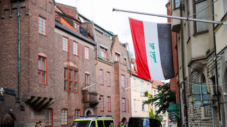Ambassade d'Irak à Stockholm, en Suède, le 20 juillet 2023. (Photo CAISA RASMUSSEN/TT NEWS AGENCY/AFP via Getty Images)