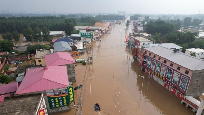 Village inondé après de fortes pluies à Zhuozhou, dans la ville de Baoding province de Hebei, dans le nord de la Chine le 4 août 2023. (Photo JADE GAO/AFP via Getty Images)