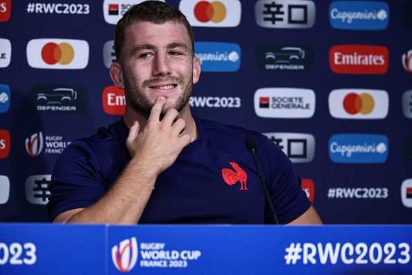 Le talonneur Pierre Bourgarit lors d'une conférence de presse au stade Pierre-Mauroy à Villeneuve-d'Ascq, le 13 septembre 2023. (Photo ANNE-CHRISTINE POUJOULAT/AFP via Getty Images)