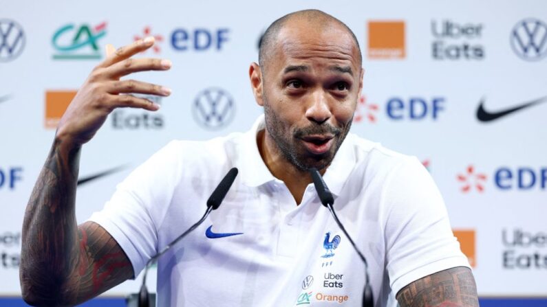 Nouveau sélectionneur de l'équipe de France U21, Thierry Henry, donne une conférence de presse à le 4 septembre 2023. (Photo : FRANCK FIFE/AFP via Getty Images)