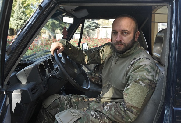 Le major Maxim Morozov, commandant d'une unité de police spéciale à Avdiïvka le 18 octobre 2023. (Photo GENYA SAVILOV/AFP via Getty Images)