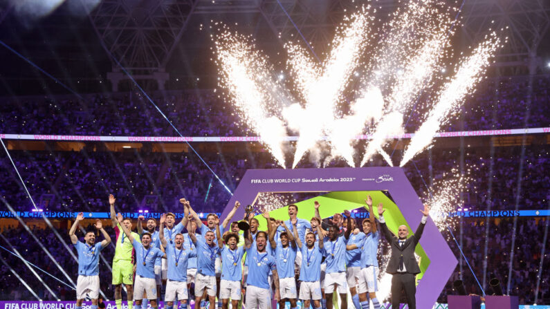 Manchester City a remporté son premier Mondial des clubs aux dépens de Fluminense, écrasé vendredi à Jeddah. (Photo : Francois Nel/Getty Images)