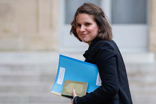 La ministre déléguée aux Relations avec le Parlement, Marie Lebec, à l'Élysée à Paris, le 12 janvier 2024. (Photo LUDOVIC MARIN/AFP via Getty Images)