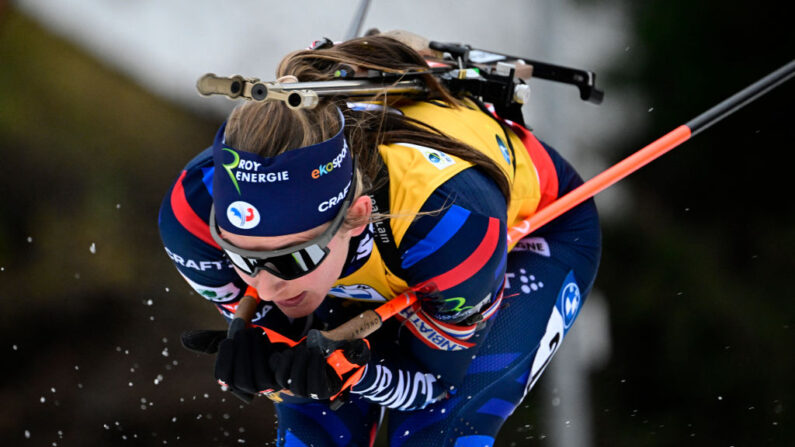 Justine Braisaz-Bouchet 
 a remporté le sprint à Oberhof (Allemagne). (Photo : TOBIAS SCHWARZ/AFP via Getty Images)