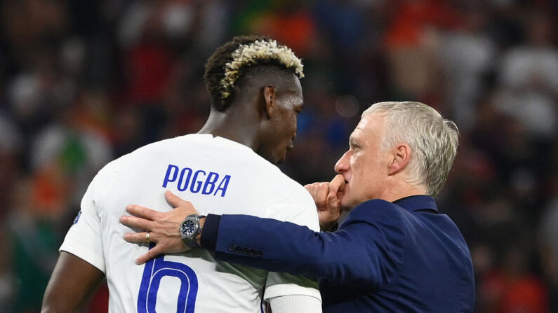 Didier Deschamps, a affirmé jeudi dans un communiqué "ne pas imaginer" que Paul Pogba, suspendu quatre ans pour dopage, "ait eu l'intention, la volonté de se doper". (Photo : FRANCK FIFE/POOL/AFP via Getty Images)