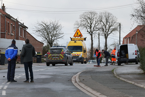 Un accident de la route a fait quatre morts à Steenbecque, le 12 février 2024. (Photo DENIS CHARLET/AFP via Getty Images)