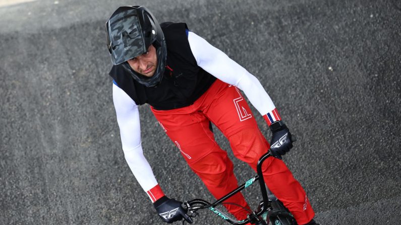 Joris Daudet est devenu champion du monde de BMX Racing samedi à Rock Hill, aux États-Unis, à moins de trois mois des JO-2024 de Paris. (Photo : ANNE-CHRISTINE POUJOULAT/AFP via Getty Images)