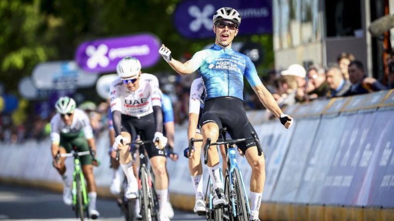 Benoît Cosnefroy a remporté le prologue des Boucles de la Mayenne, un contre-la-montre de 5,4 km. (Photo : DAVID PINTENS/BELGA MAG/AFP via Getty Images)