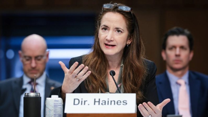 La directrice du renseignement national Avril Haines témoigne devant la commission des forces armées du Sénat à Washington le 2 mai 2024. (Win McNamee/Getty Images)