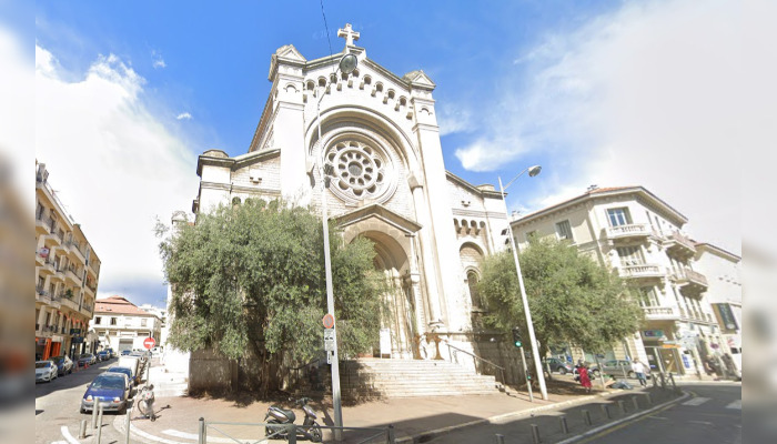 L’église Saint-Pierre d’Arène, à Nice, où, le 24 avril 2022, Sœur Marie-Claude a sauvé la vie du prêtre Krysztof Rudzinski. (Capture d'écran Google Maps)