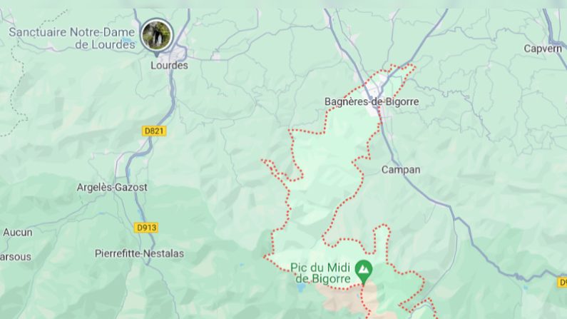 Un séisme de magnitude 4,7 a été enregistré dans les Hautes-Pyrénées ce mardi 21 mai 2024, l’épicentre ayant été localisé à 2 kilomètres de Bagnères-de-Bigorre. (Capture d'écran Google Maps)
