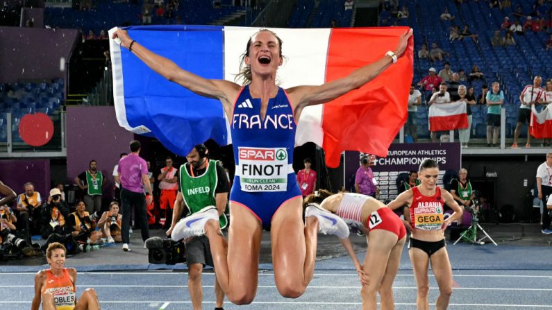 Alice Finot, finalement sacrée championne d'Europe du 3.000 m steeple dimanche soir à Rome, après avoir été un temps disqualifiée. (Photo : ANDREAS SOLARO/AFP via Getty Images)