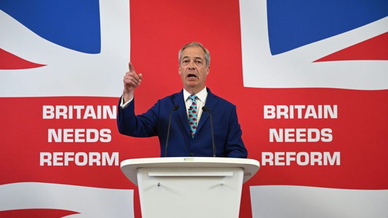 LONDRES, ANGLETERRE - 10 JUIN : Nigel Farage, chef du parti Reform UK, à Church House, Deans Yard, Westminster, le 10 juin 2024 à Londres, en Angleterre. (Photo by Leon Neal/Getty Images)