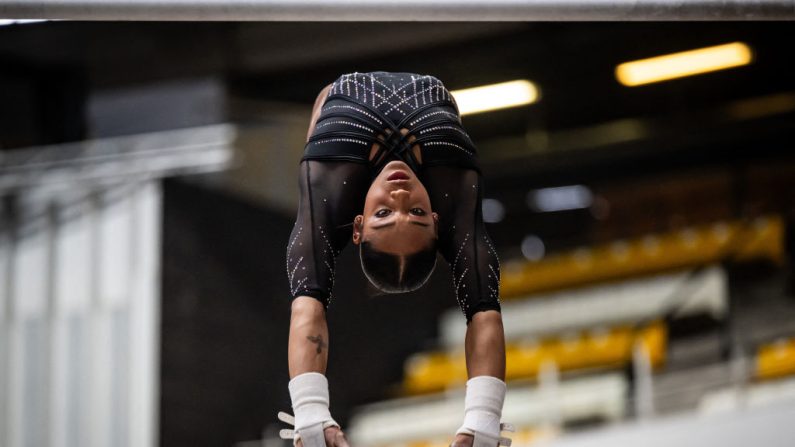 Mélanie De Jesus Dos Santos a remporté le titre de championne de France du concours général pour la quatrième fois de sa carrière, vendredi à Lyon. (Photo : JEFF PACHOUD/AFP via Getty Images)