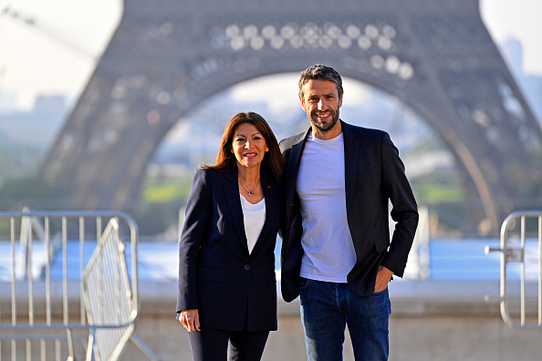 Anne Hidalgo, maire de Paris, et Tony Estanguet, président de Paris 2024. (Aurelien Meunier/Getty Images)