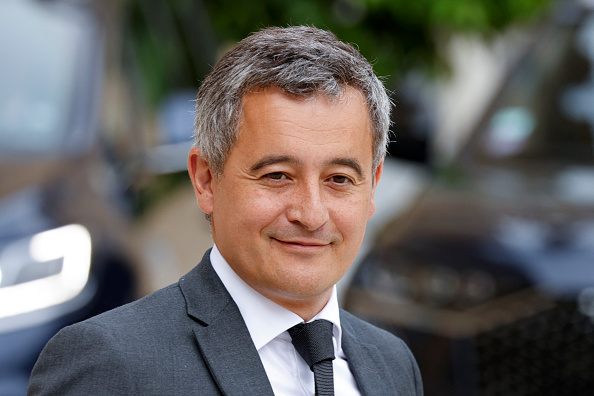 Le ministre de l'Intérieur et de l'Outre-mer, Gérald Darmanin, quitte le Palais présidentiel de l'Élysée, le 3 juillet 2024. (LUDOVIC MARIN/AFP via Getty Images)