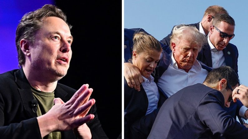 Elon Musk à gauche (Photo par FREDERIC J. BROWN/AFP via Getty Images). Donald Trump à droite (Photo par Anna Moneymaker/Getty Photos)