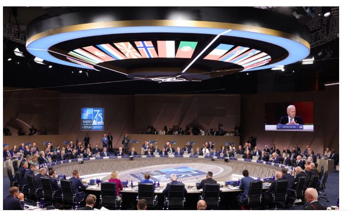 Les dirigeants de différents pays assistent au sommet de l'OTAN tenu à Washington, le 10 juillet 2024. (Kevin Dietsch/Getty Images)