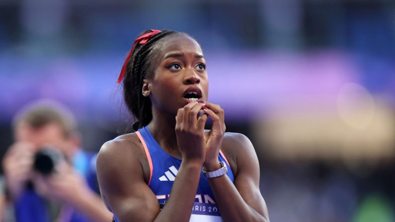 Douze jours après sa médaille d'argent olympique à Paris, la Française Cyréna Samba-Mayela n'a pris que la septième et avant-dernière place du 100 m haies, en 12 sec 69, du meeting de Ligue de diamant de Lausanne jeudi. (Photo : Michael Steele/Getty Images)