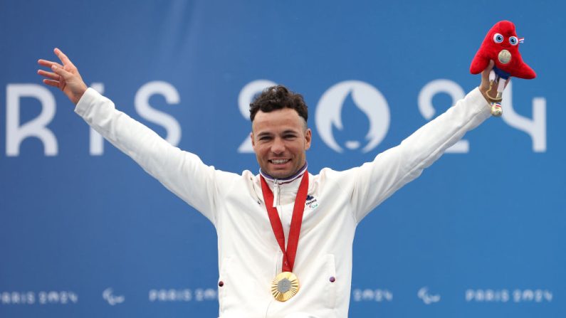 Florian Jouanny a remporté la course en ligne de para-cyclisme sur route H1-H2 jeudi à Clichy-sous-bois, dont il était tenant du titre, et ramène le 16e titre français. (Photo : Michael Steele/Getty Images)