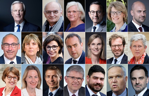 Les 39 membres du gouvernement de Michel Barnier. (Photo by -/AFP/ASSEMBLEE NATIONALE/AFP via Getty Images)