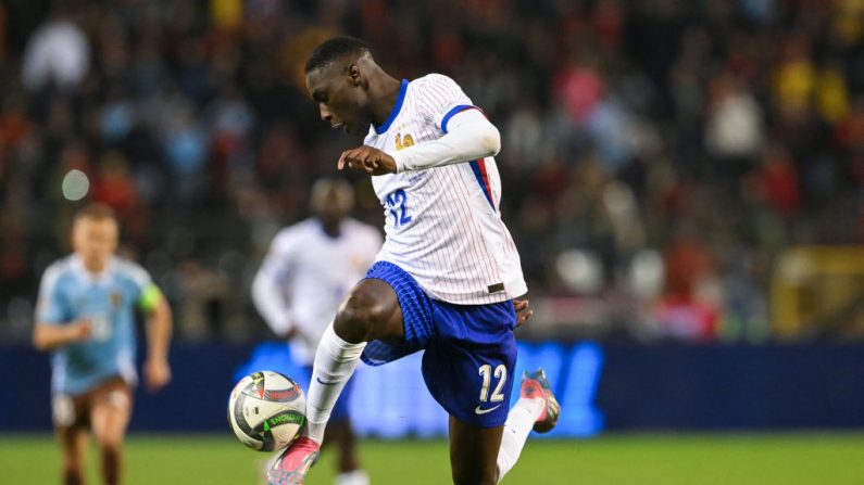 Randal Kolo Muani a encore démontré qu'il était en ce moment l'attaquant le plus efficace de l'équipe de France en réussissant un doublé contre la Belgique (2-1), lundi à Bruxelles en Ligue des nations. (Photo : NICOLAS TUCAT/AFP via Getty Images)