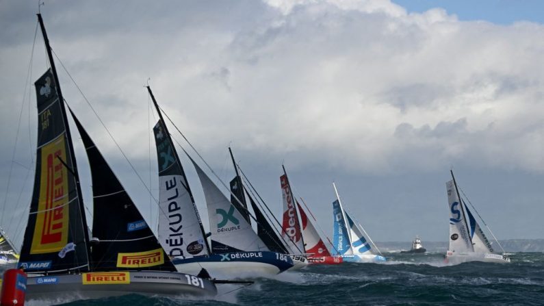 La transatlantique en double Transat Jacques-Vabre va changer de nom pour s'appeler Transat Café-L'Or, ont annoncé les organisateurs de la course au Havre (Normandie), d'où s'élance la course tous les deux ans depuis 1993. (Photo : LOIC VENANCE/AFP via Getty Images)