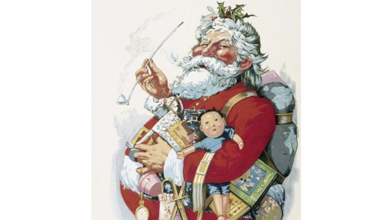 "Merry Old Santa Claus", 1863, par Thomas Nast. Le père Noël qui offre des cadeaux prend un nouveau sens dans le récit de Calvino. (Domaine public)